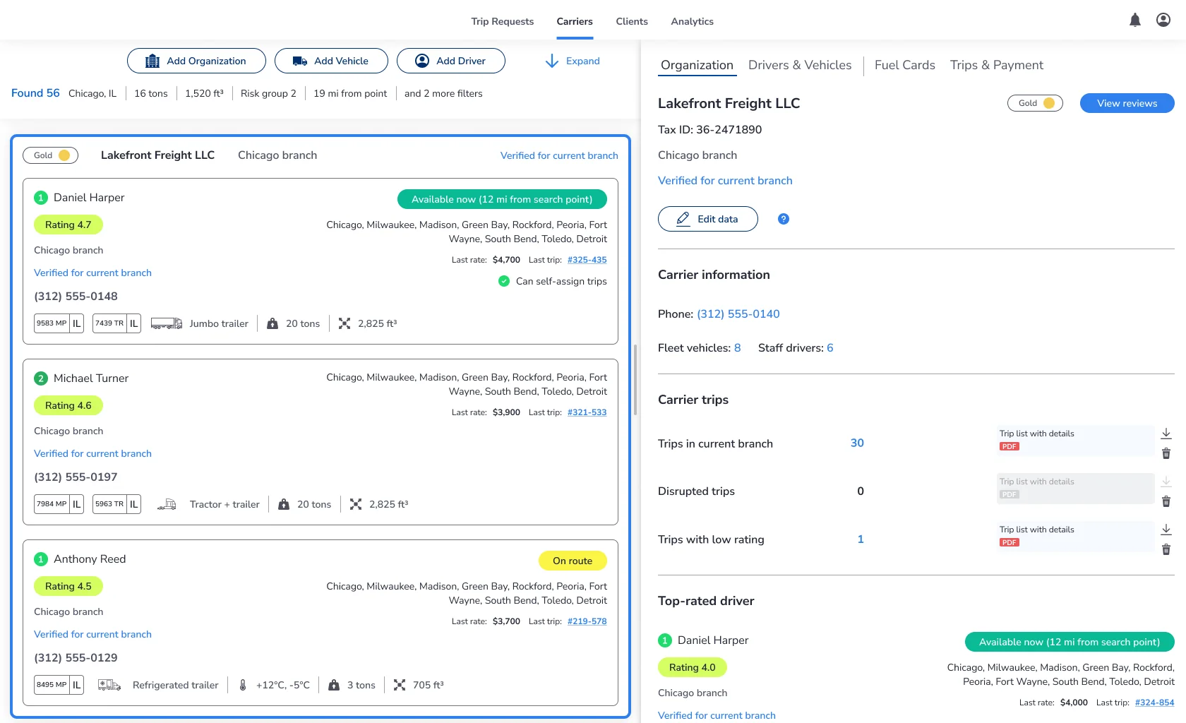 Digital Logistics Platform add carrier organization for security review